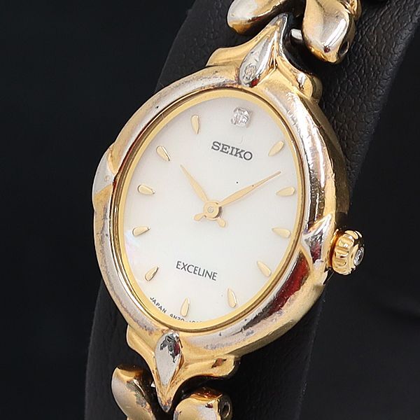 セイコー エクセリーヌ 4N20-5490 オーバル QZ シェル文字盤 レディース腕時計 KTR 2550000拍卖