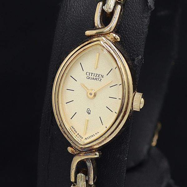 シチズン QZ 4-832639 オーバル ゴールド文字盤 レディース腕時計 2000000 INU拍卖