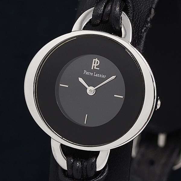 稼動 良品 QZ ピエールラニエ 034K6 30m 黒文字盤 レディース腕時計 OKZ 2000000拍卖