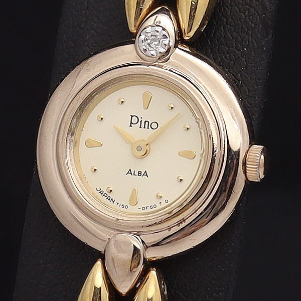セイコー QZ Y150-0B40 アルバ ピノ アイボリー文字盤 石付 ラウンド レディース腕時計 NKG拍卖