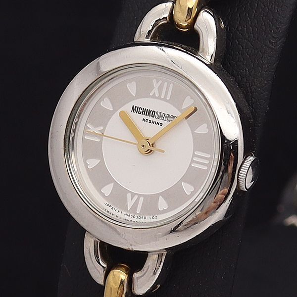 稼働 良品 ミチコロンドン QZ HM5305-00 白文字盤 ローマン ラウンド レディース腕時計 2550000 KRK拍卖