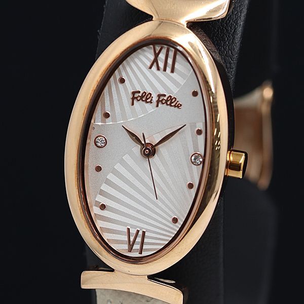 稼働 良品 フォリフォリ QZ WF16R031SS シルバー文字盤 石付 オーバル レディース腕時計 OGI拍卖