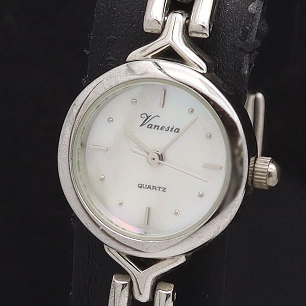 稼働 良品 Vanesia QZ ホワイトシェル文字盤 ラウンド レディース腕時計 KNK拍卖