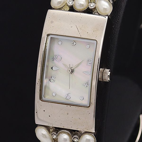 稼働 良品 アンティーク QZ バングルウォッチ ホワイトシェル文字盤 スクエア レディース腕時計 2550000 KRK拍卖