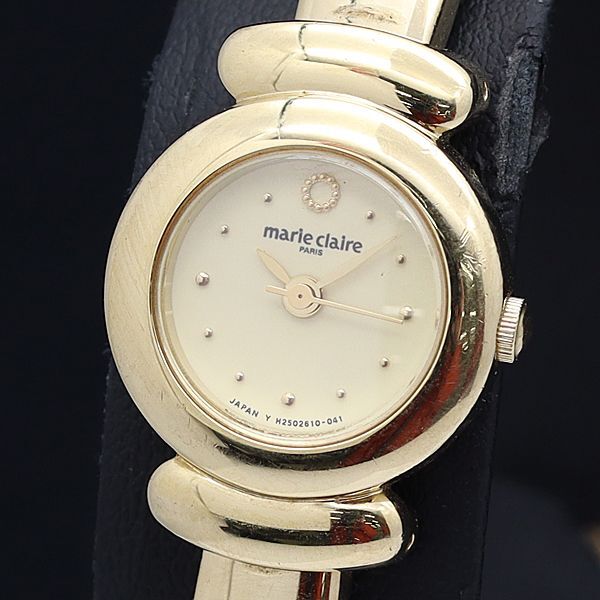 稼働 マリクレール H25262-00CS QZ ゴールド文字盤 ブレスレットウォッチ レディース腕時計 OGI 2000000拍卖