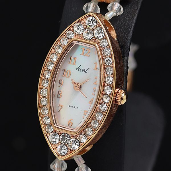 良品 ヒール PS4025MF QZ 石付ベゼル シェル文字盤 レディース腕時計 KTR 2000000拍卖