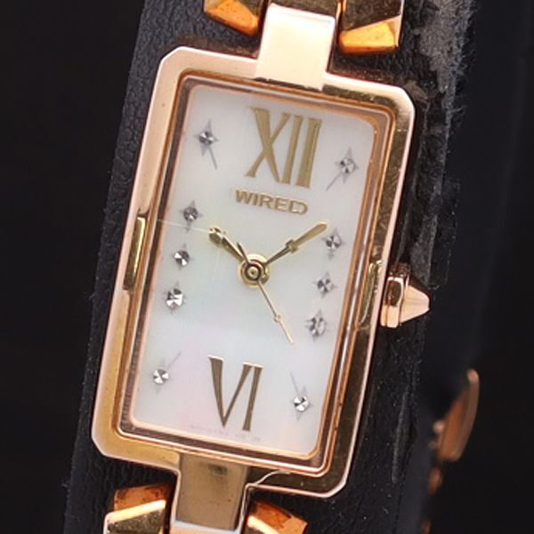 稼働 良品 コマ2付 セイコー QZ 1N01-0MT0 ワイアード カットガラス ホワイトシェル文字盤 レディース腕時計YSD拍卖