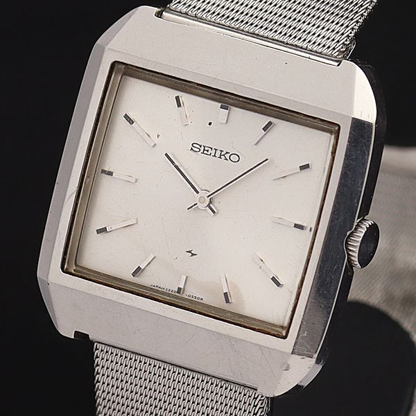 セイコー 手巻き 2220-3170 シルバー文字盤 スクエア メンズ腕時計 NKG拍卖