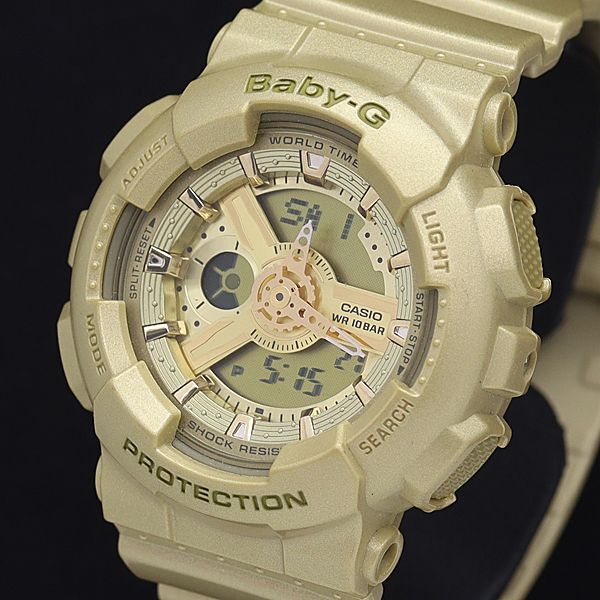 稼働 良品 カシオ QZ BA-111 ベビージー ゴールド文字盤 デジアナ レディース腕時計 ECT 7335000NKG拍卖