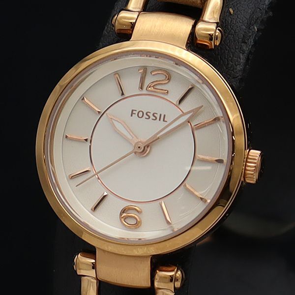 箱/保付き フォッシル QZ ラウンド シルバー文字盤 XECT レディース腕時計2000000 MTM拍卖