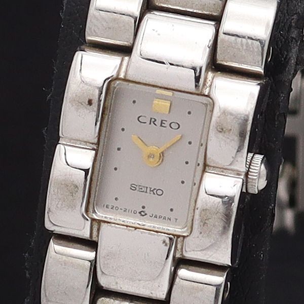 セイコー QZ 1E20-6250 クレオ シルバー文字盤 スクエア レディース腕時計 2550000KNK拍卖
