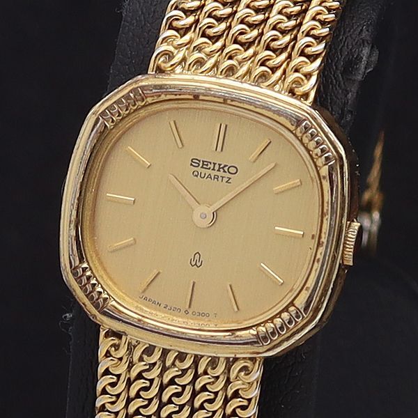 セイコー QZ 2320-5200 ゴールド文字盤 ラウンド レディース腕時計 2550000KNK拍卖