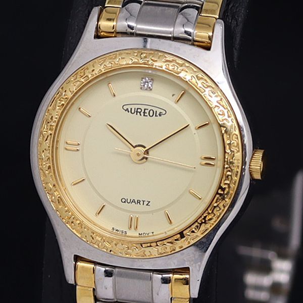 稼動 良品 AUREOLE SW-337L QZ クリーム文字盤 レディース腕時計 SGN 2550000拍卖