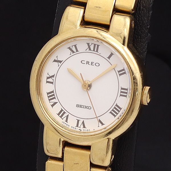 セイコー QZ 4N21-0100 クレオ 白文字盤 ラウンド ローマン レディース腕時計 KYM拍卖