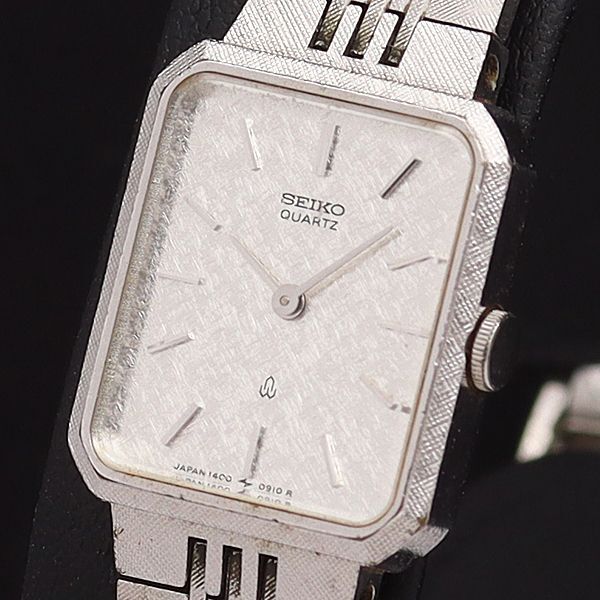 稼働 良品 セイコー QZ 1400-5540 シルバー文字盤 スクエア レディース腕時計 NKG拍卖