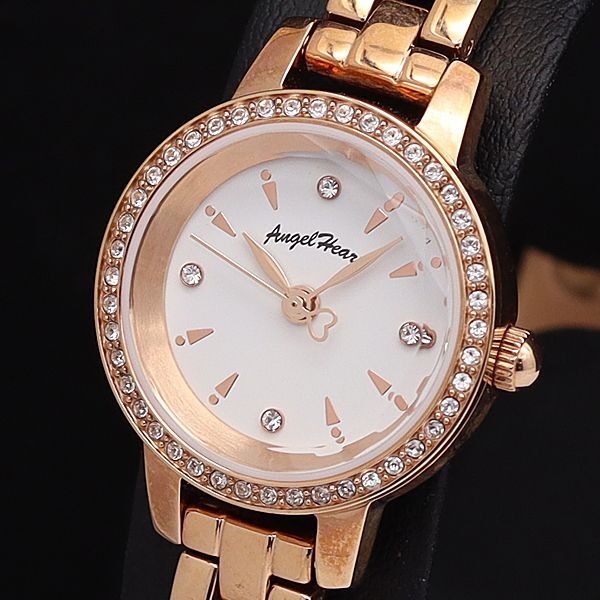 エンジェルハート QZ DL23 白文字盤 石付 カットガラス ラウンド レディース腕時計 KYM拍卖