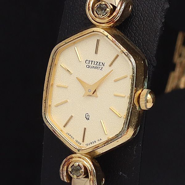 シチズン QZ 4-101839 ライトゴールド文字盤 ヘキサゴン レディース腕時計 KYM拍卖