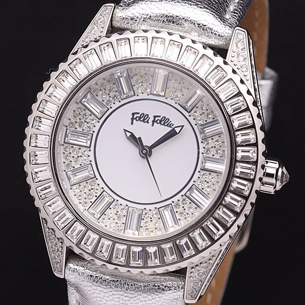 稼働 美品 フォリフォリ QZ WF0A030SS ストーンベゼル ラウンド 白文字盤 レディース腕時計 YSD拍卖