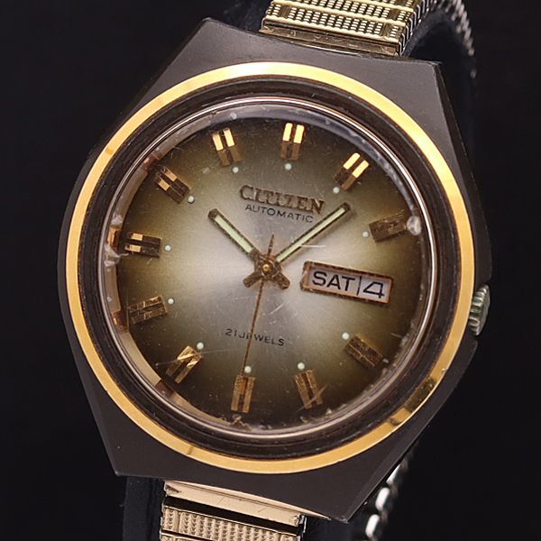 シチズン AT/自動巻 4-653513 21石 デイデイト ゴールド文字盤 メンズ腕時計 YSD拍卖