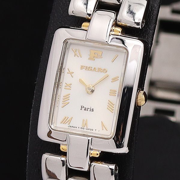 稼働 良品 フィガロ QZ Y150-5E50 白文字盤 スクエア ローマン レディース腕時計 KYM拍卖