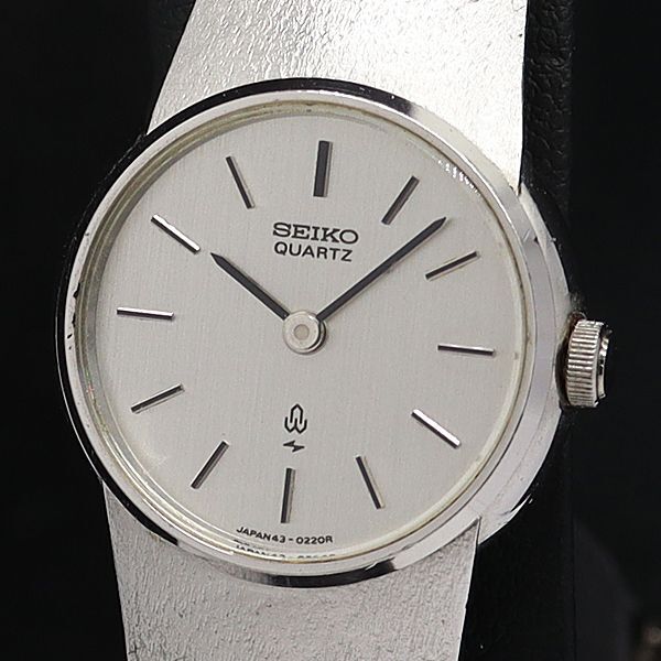 稼働 良品 セイコー QZ 43-0040 セイコークォーツ ラウンド シルバー文字盤 レディース腕時計 STU拍卖