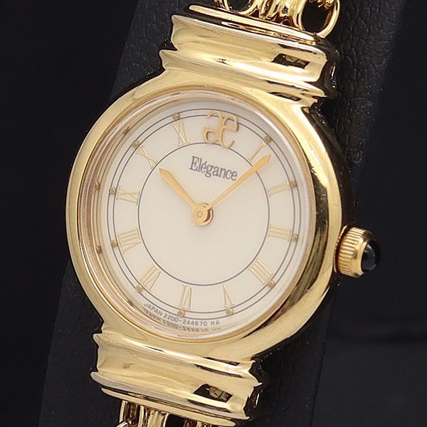 稼働 良品 シチズン QZ 2200-241240 エレガンス アイボリー文字盤 ローマン レディース腕時計 NKG拍卖