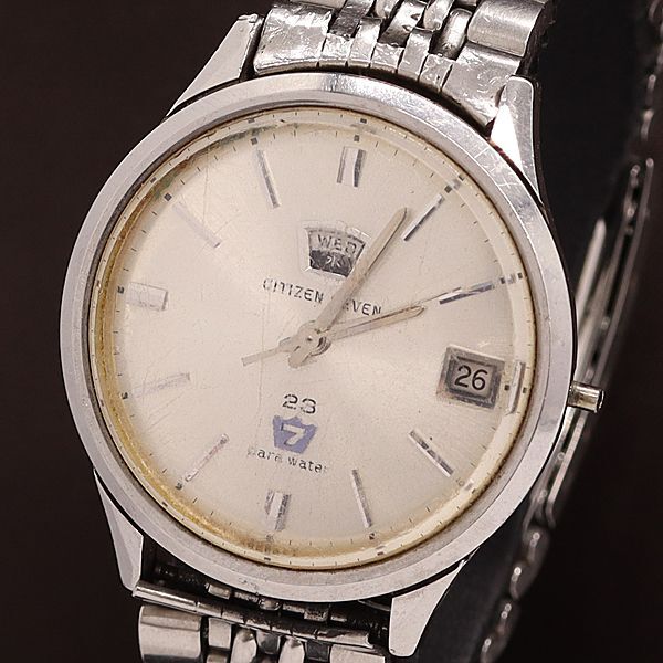 シチズン AT/自動巻 81301-Y セブン 23石 シルバー文字盤 デイト ラウンド メンズ腕時計 IKE拍卖
