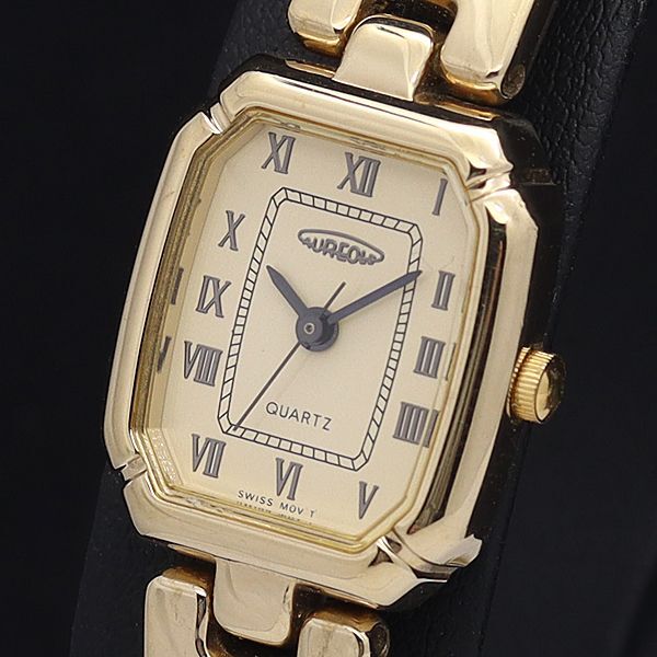 稼働 良品 オレオール QZ アイボリー文字盤 ローマン スクエア レディース腕時計 NKG拍卖