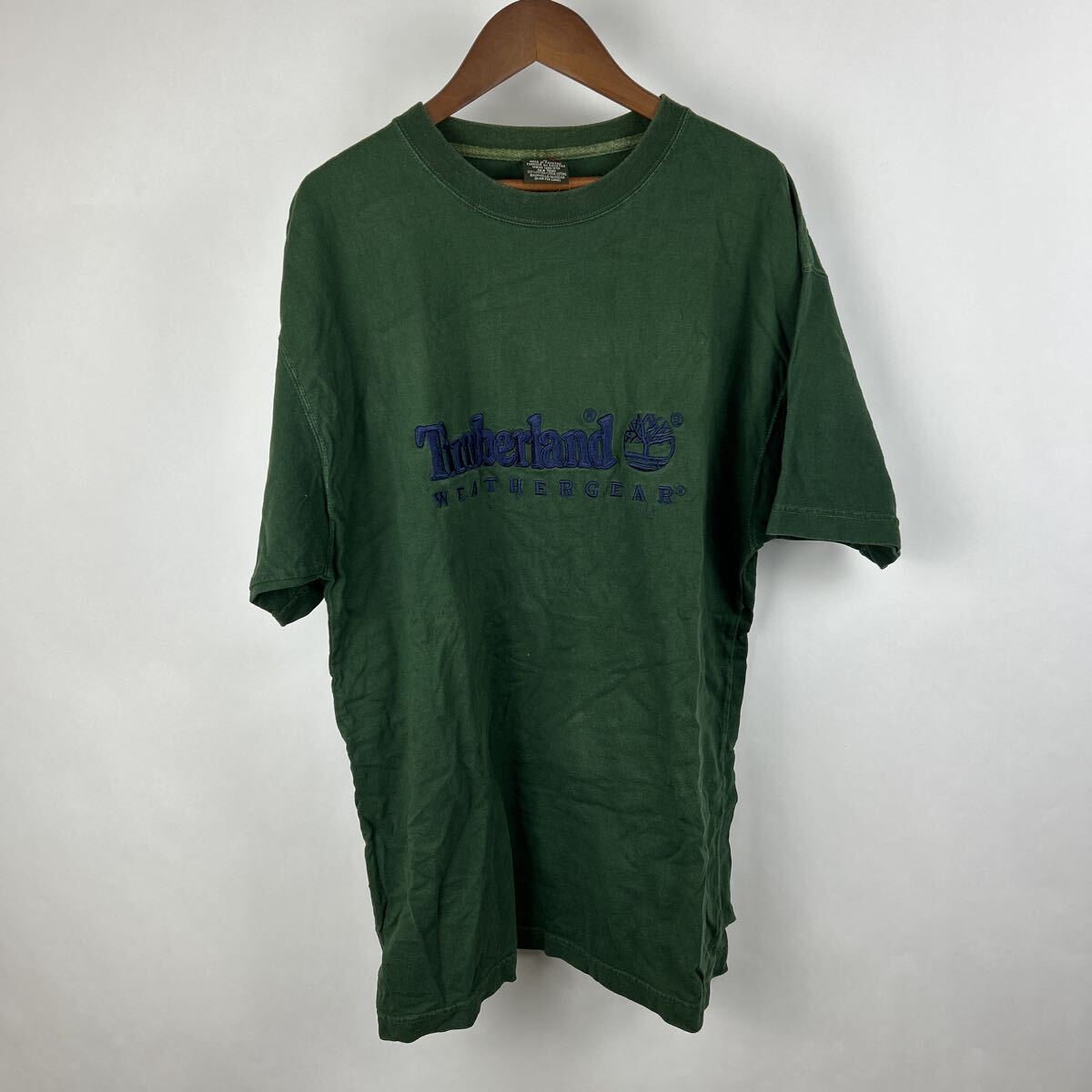 ティンバーランド Tシャツ 半袖 半袖シャツ 半袖Tシャツ クルーネック ロゴ 刺繍 グリーン 緑 古着 Mサイズ拍卖