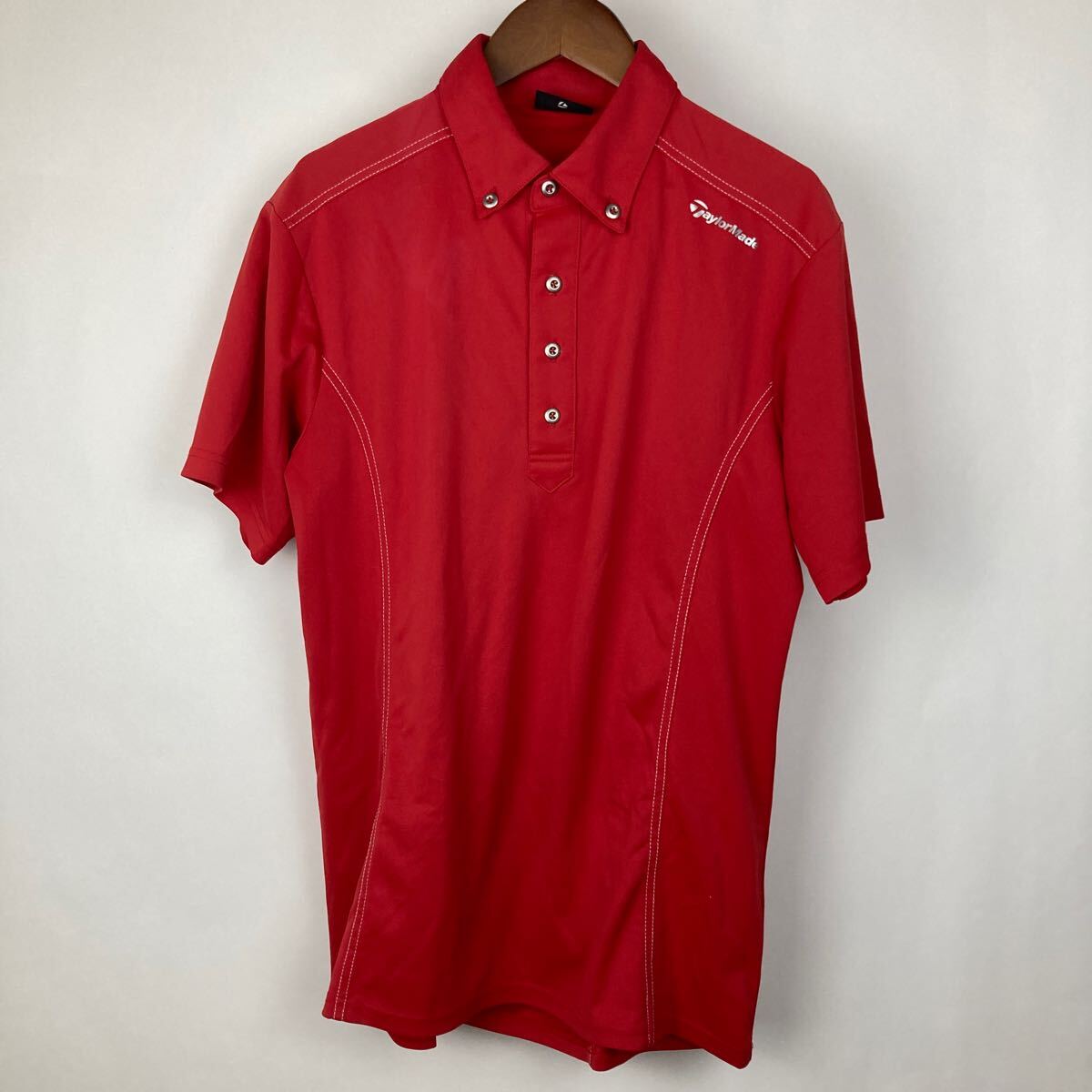 aylormad ポロシャツ 半袖 ゴルフ Lロゴプリント スポーツウェア 男性用 Lサイズ 大きいサイズ ゴルフウェア レッド 赤拍卖
