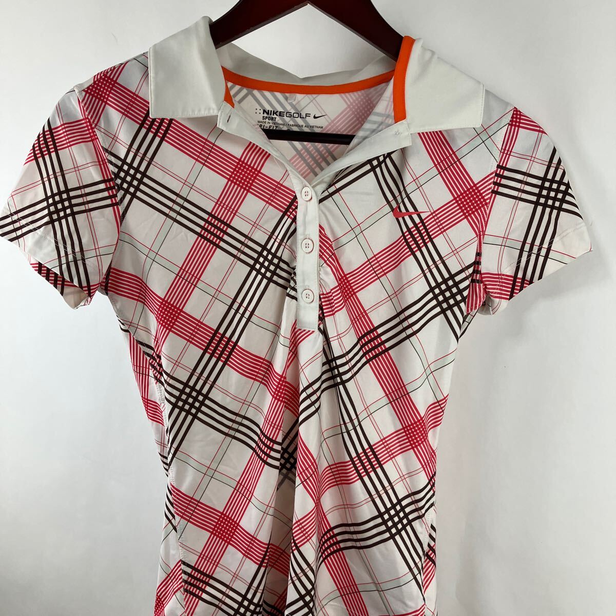 NIKE ナイキ Sサイズ 半袖ポロシャツ ポロシャツ 半袖 速乾 トップス レディース 女性用 白 茶色 ピンク ボタン拍卖