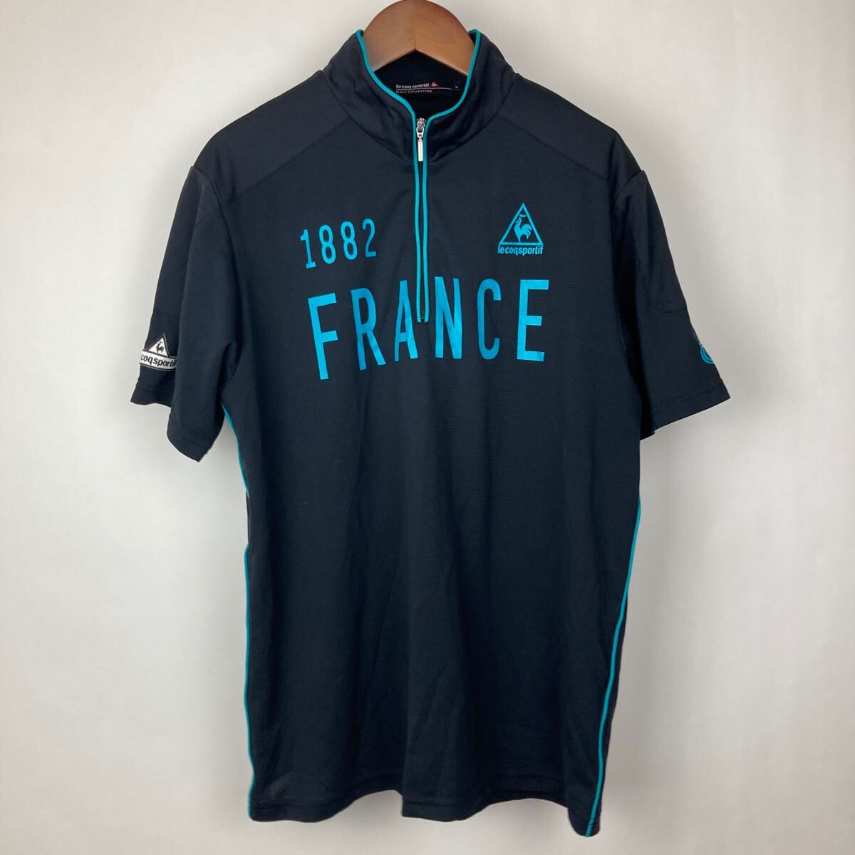 le coq sportif ルコックスポルティフ ゴルフウェア 半袖 ハーフジップ 黒 レディース Lサイズ 大きいサイズ スポーツウェア メッシュ素材 拍卖