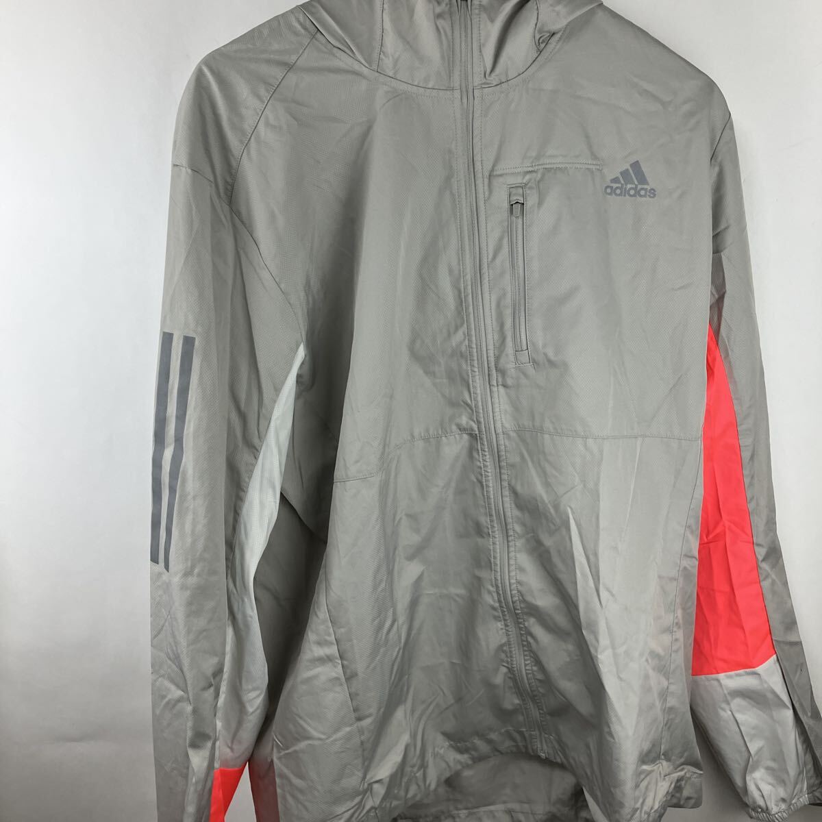 大きいサイズ adidas アディダス XLサイズ 長袖 ウィンドブレーカー メンズ 男性用 グレー ジャージ 上着 スポーツ 上着 ロゴ メンズ拍卖