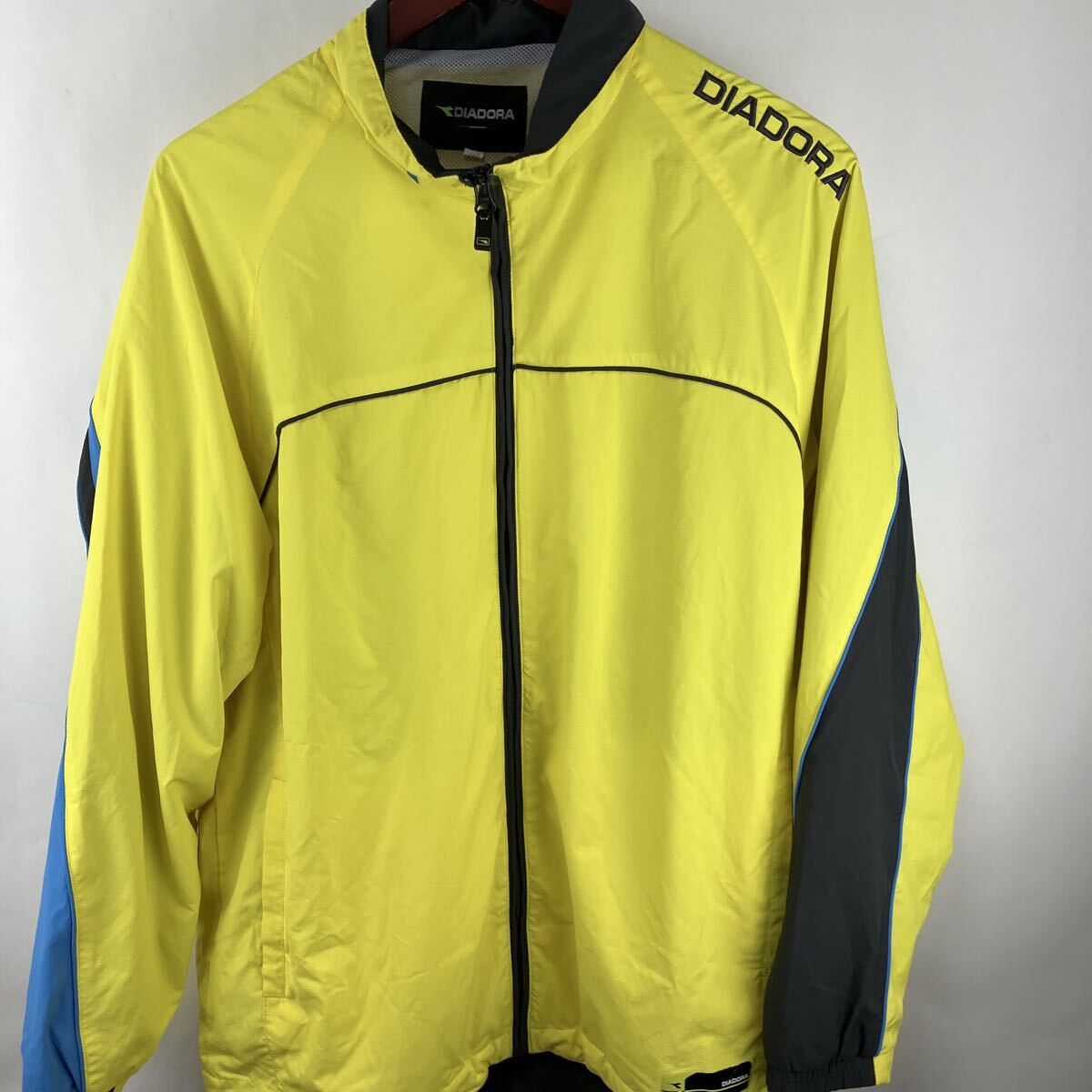 DIADORA ディアドラ ナイロンジャケット ジャケット XL イエロー ランニング ウィンドブレーカー メンズ 男性用拍卖