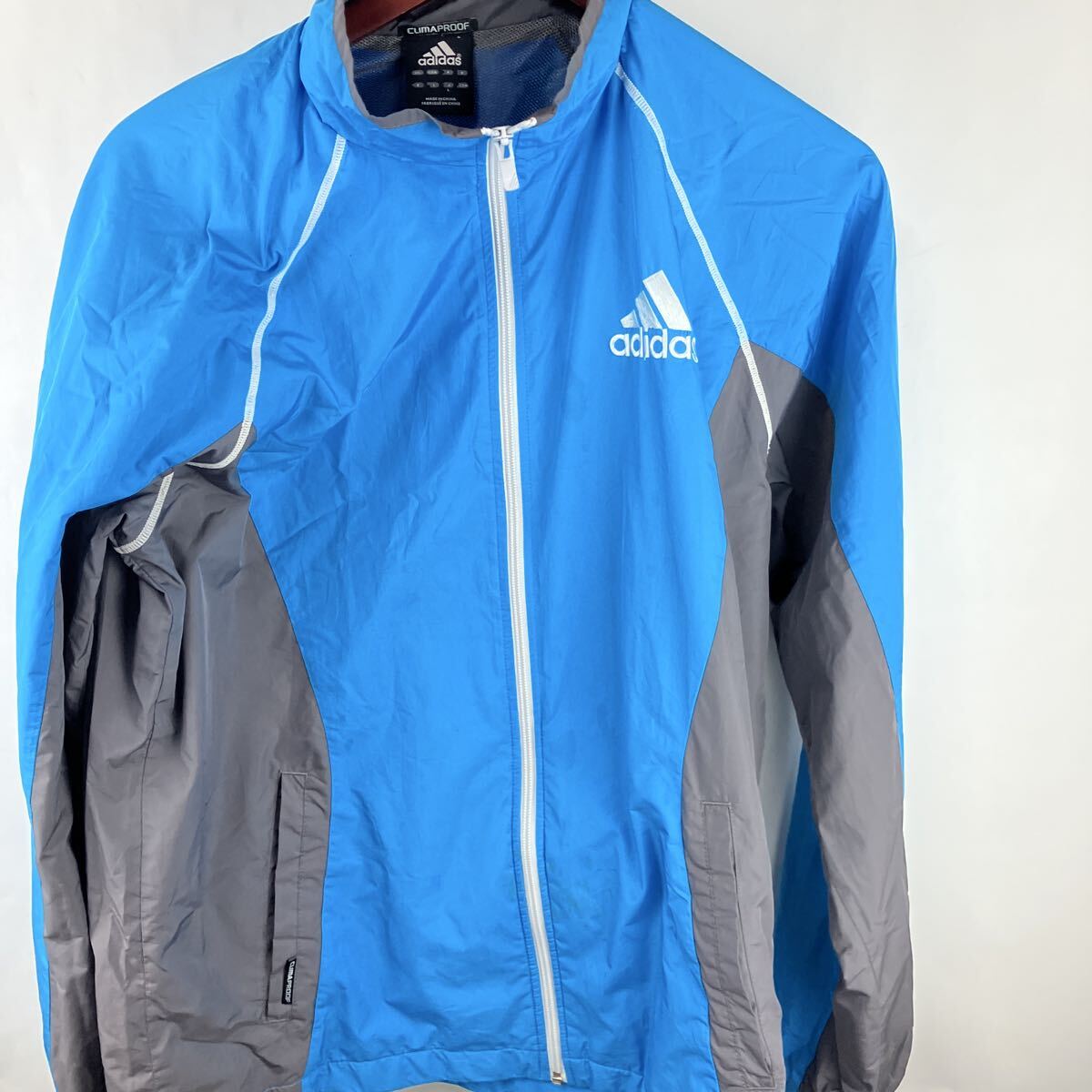 adidas アディダス ウインドブレーカー ジャケット Lサイズ メンズ 男性用 上着 ナイロンジャケット 水色 ブラック拍卖