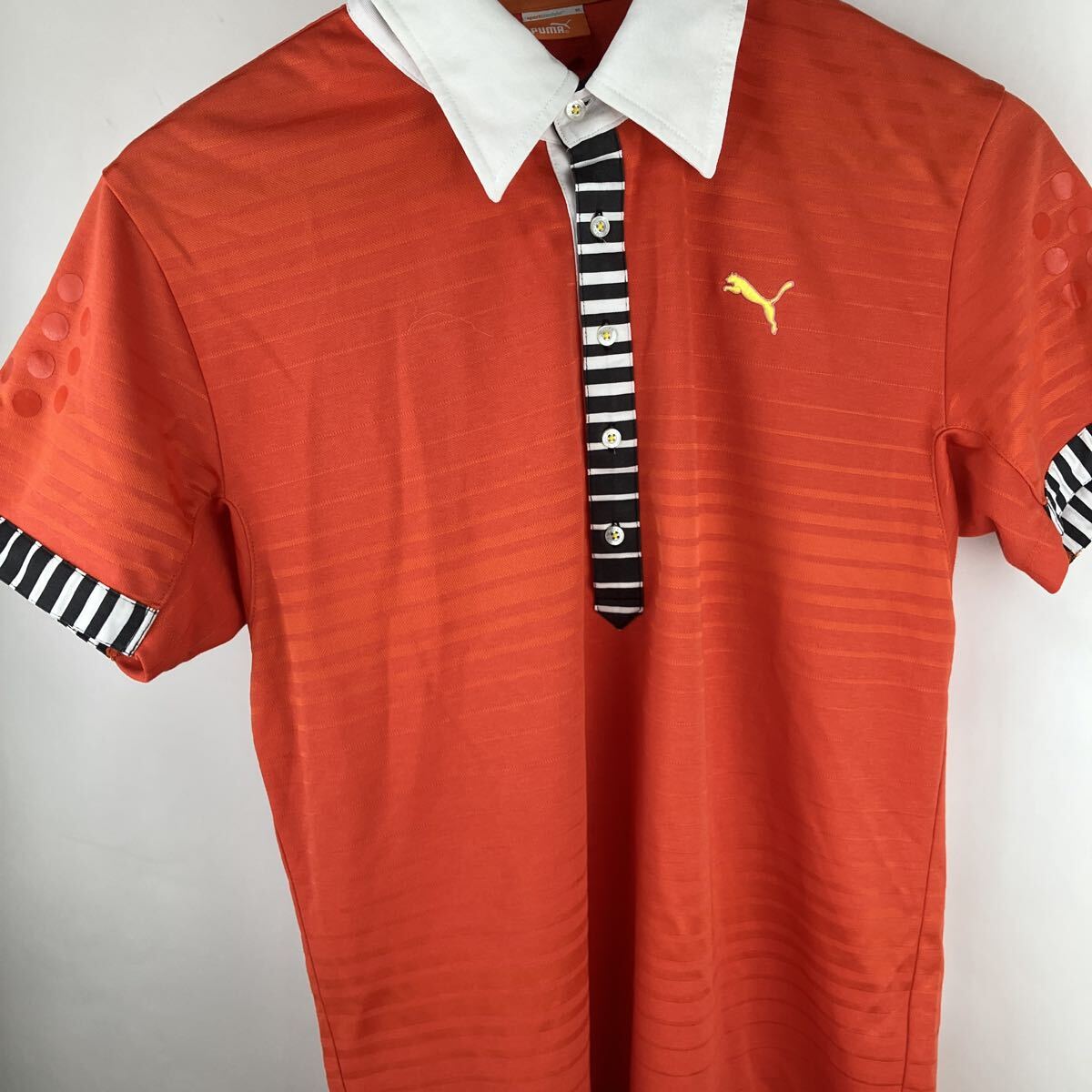 プーマ PUMA オレンジ ゴルフウェア ボタンダウンシャツ ポロシャツ ゴルフシャツ 半袖ポロシャツ オレンジ ワンポイント 拍卖
