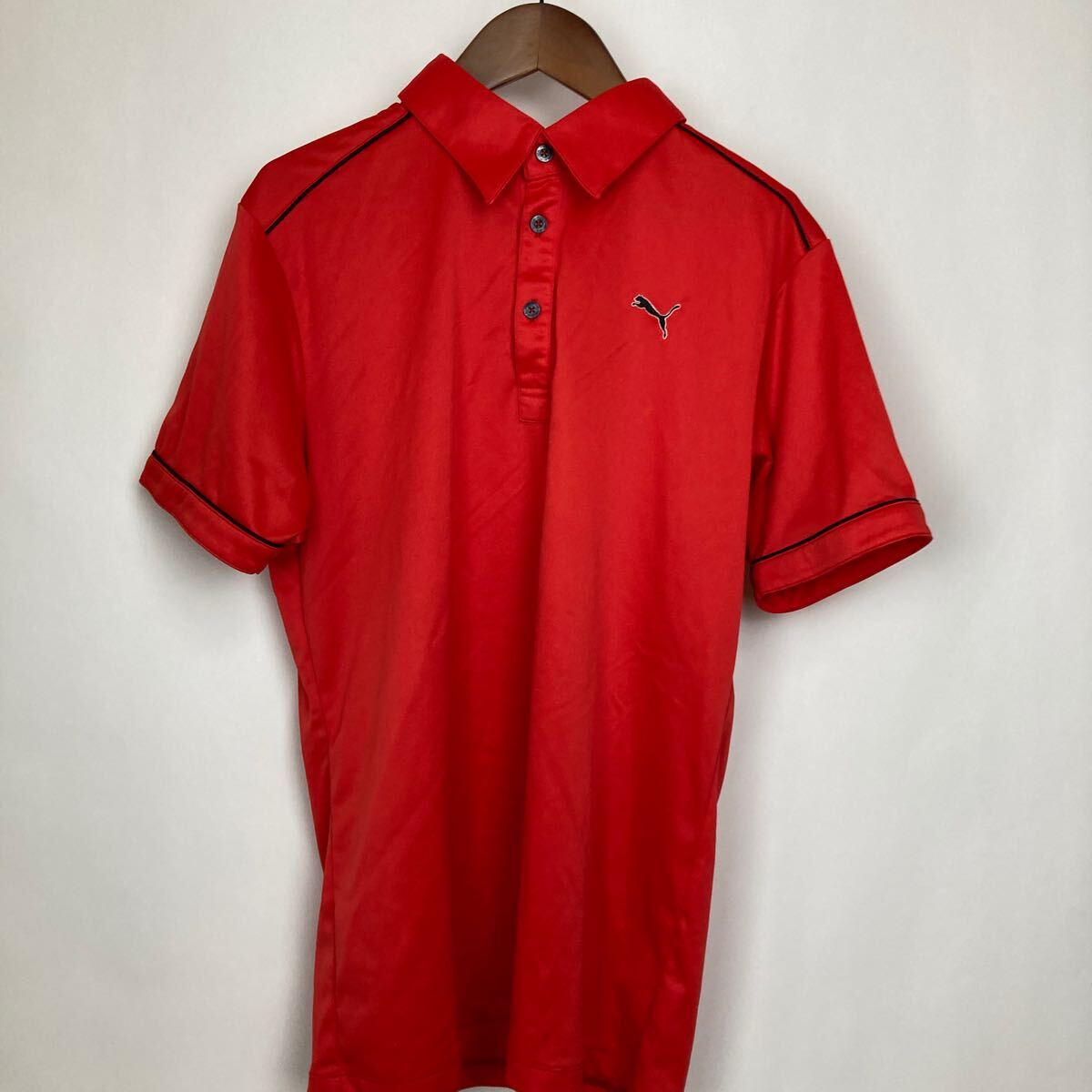 PUMA プーマ ポロシャツ ゴルフウェア 半袖 GOLF 半袖ポロシャツ 赤 レッド Lサイズ ハーフボタン 速乾性 拍卖
