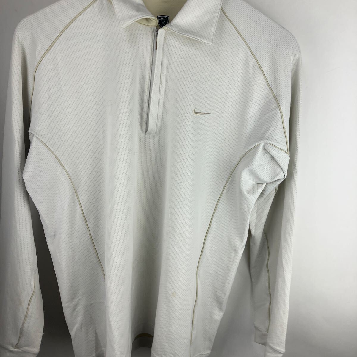 NIKE ナイキ Lサイズ メンズ 男性向け ゴルフ ハーフジップ ゴルフウェア 長袖 長袖シャツ ホワイト拍卖