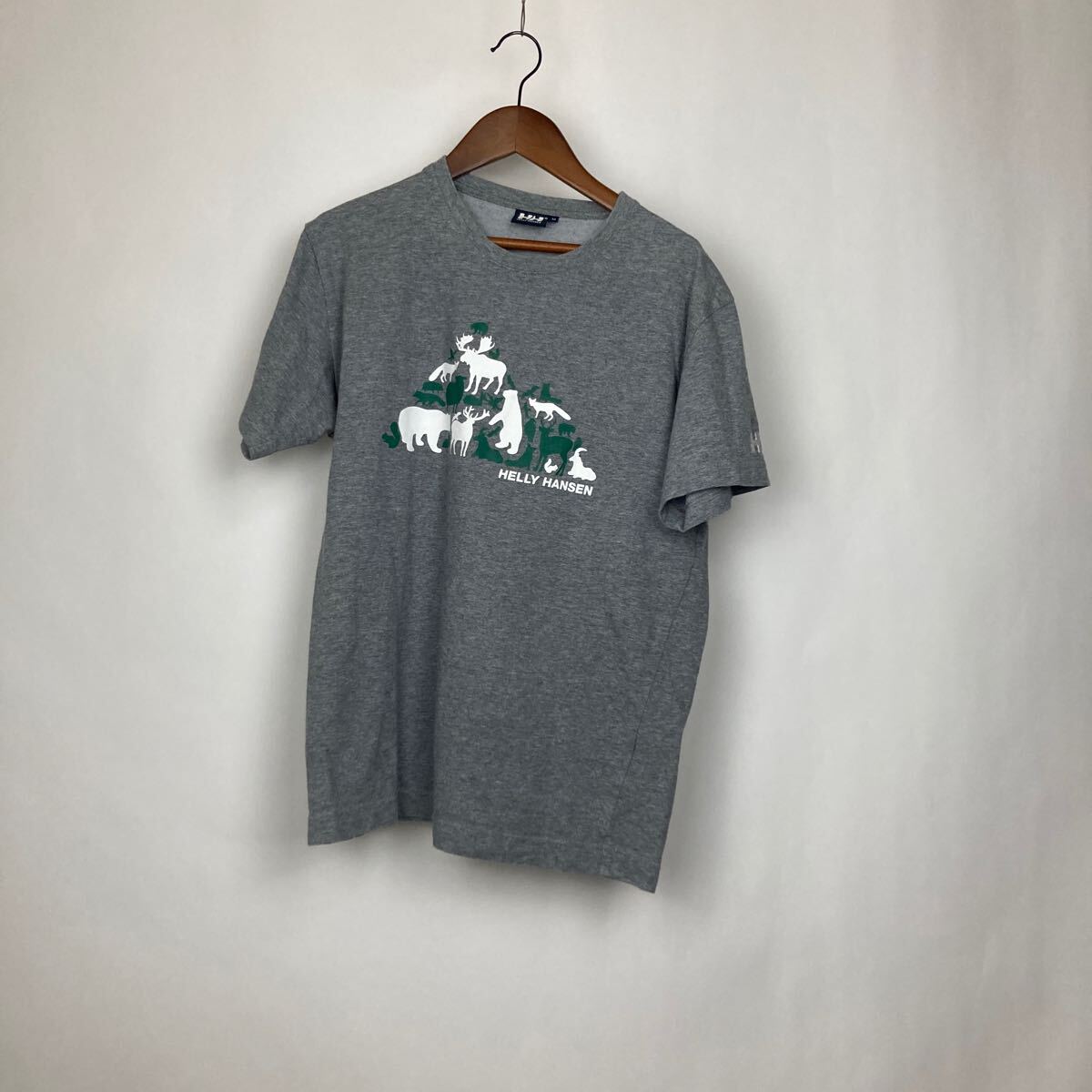 HELLYHANSEN ヘリーハンセン 古着 半袖Tシャツ Tシャツ グレー コットン クルーネック M プリントTシャツ 拍卖
