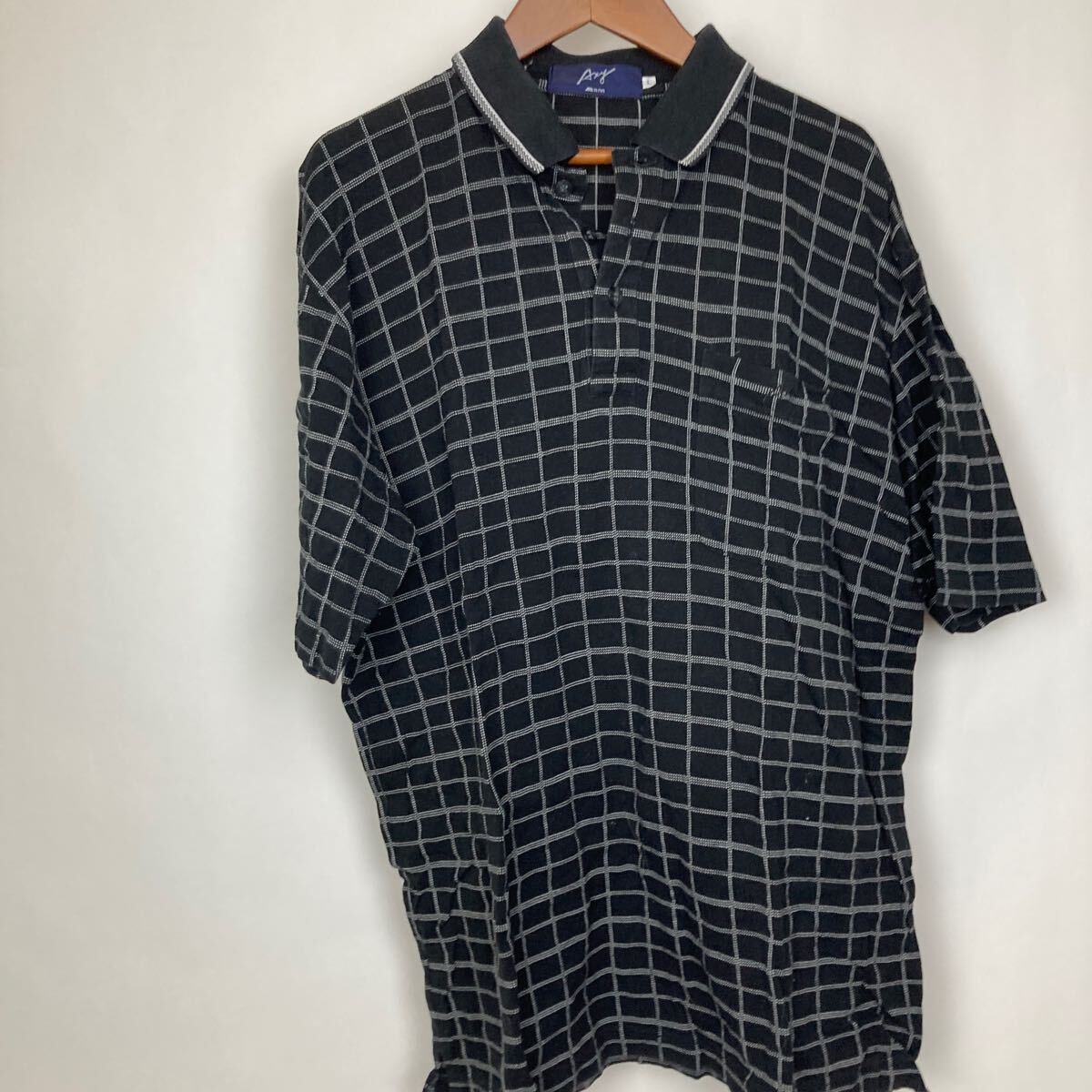 MIZUNO ミズノ 半袖 半袖ポロシャツ トップス ネイビー ボーダー チェック柄 シャツ Tシャツ 半袖シャツ Lサイズ メンズ ゴルフウェア拍卖