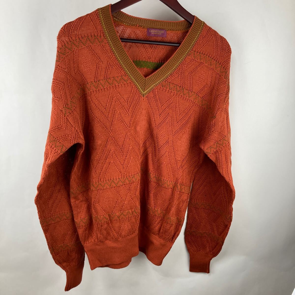 Munsingwear マンシング ウェア ニット セーター Vネック 長袖 L 古着 ニットセーター ゴルフ golf カジュアル 拍卖