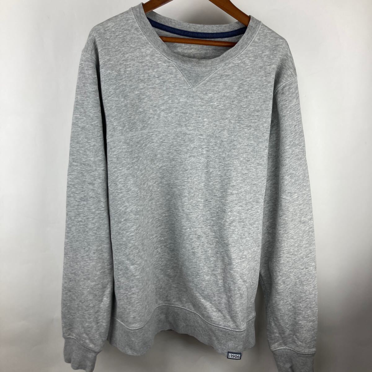 スウェット トレーナー グレー L 古着 無地 トップス カジュアル メンズ オシャレ ワンポイント ストリート ライン ロゴ拍卖