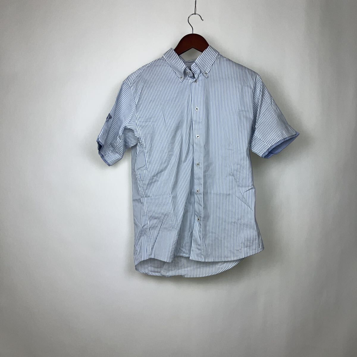 アシュワース 半袖 半袖シャツ ボタンダウン シャツ ブラウス ブルー Lサイズ レディース 女性用 通気性 縞模様拍卖