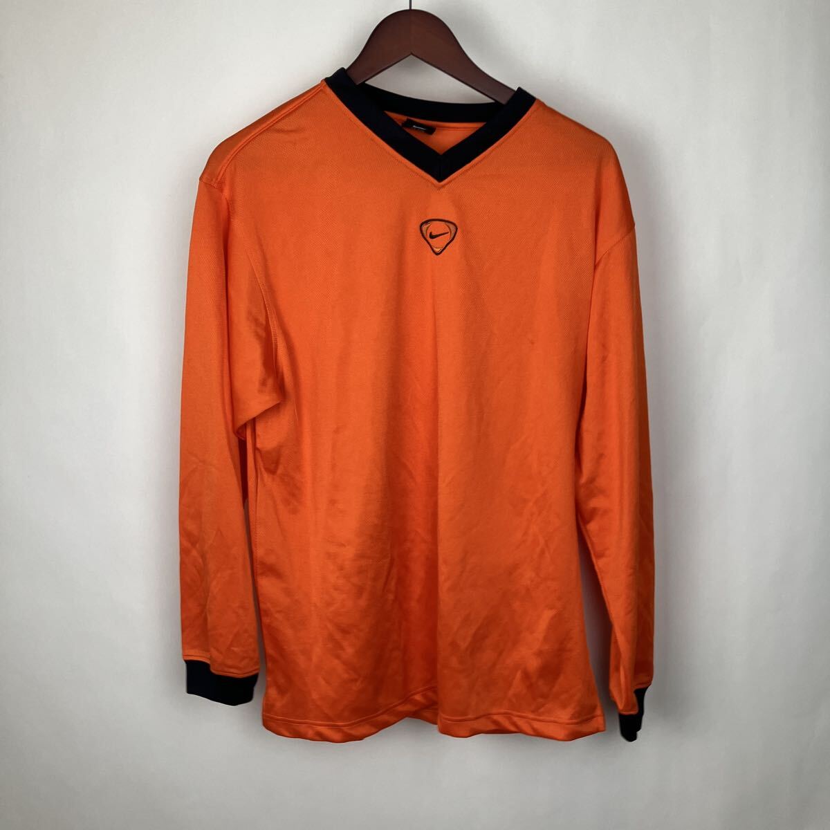 NIKE ナイキ 長袖 ゲームシャツ ドライ Tシャツ オレンジ ロゴ ワンポイント スポーツウェア XLサイズ メンズ拍卖
