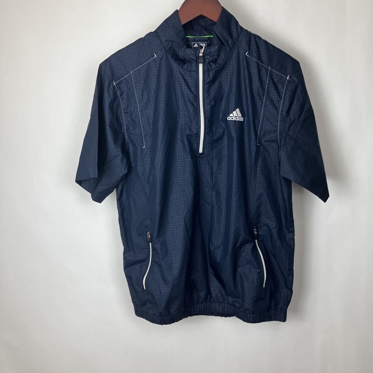 adidas アディダスゴルフ ハーフジップ ゴルフウェア ジャケット ナイキ 半袖 ネイビー 紺 ワンポイント メンズ 男性向け拍卖