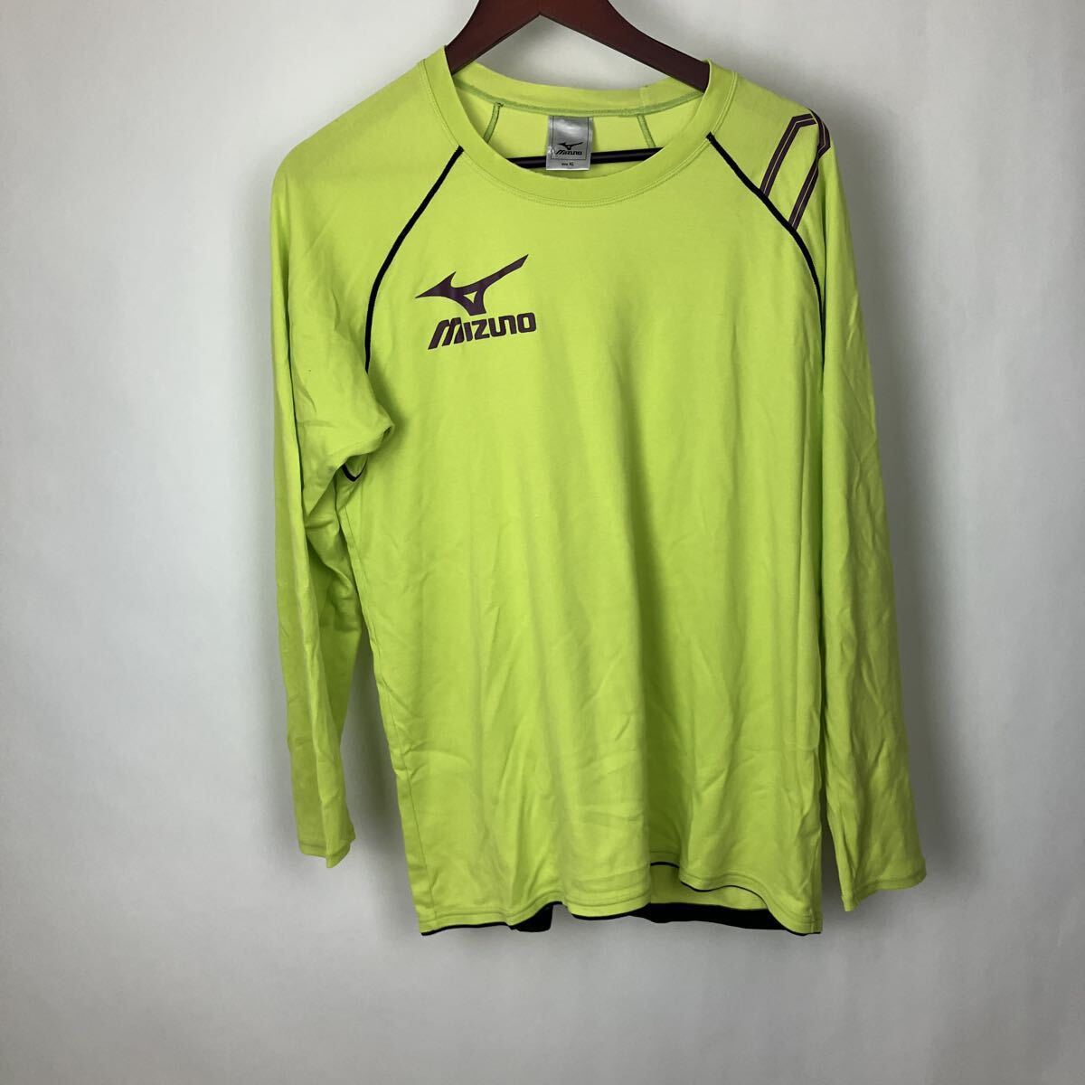 ミズノ MIZUNO Lサイズ 半袖 Tシャツ スポーツ イエロー ワンポイント スポーツウェア 長袖 メンズ 男性向け拍卖