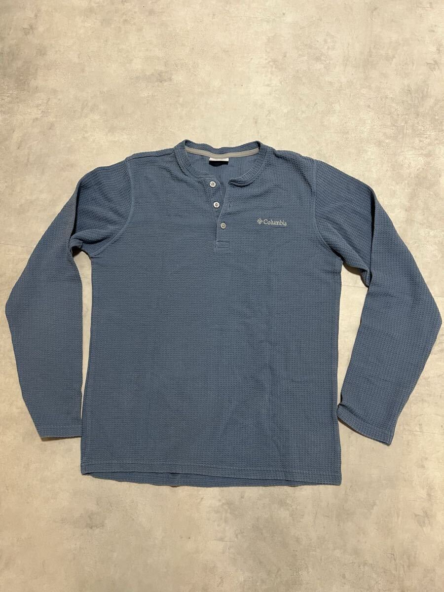 【美品】Columbia Mens USA-S size Waffle Knit Thermal Shirt コロンビア サーマル ヘンリーネック 長袖拍卖