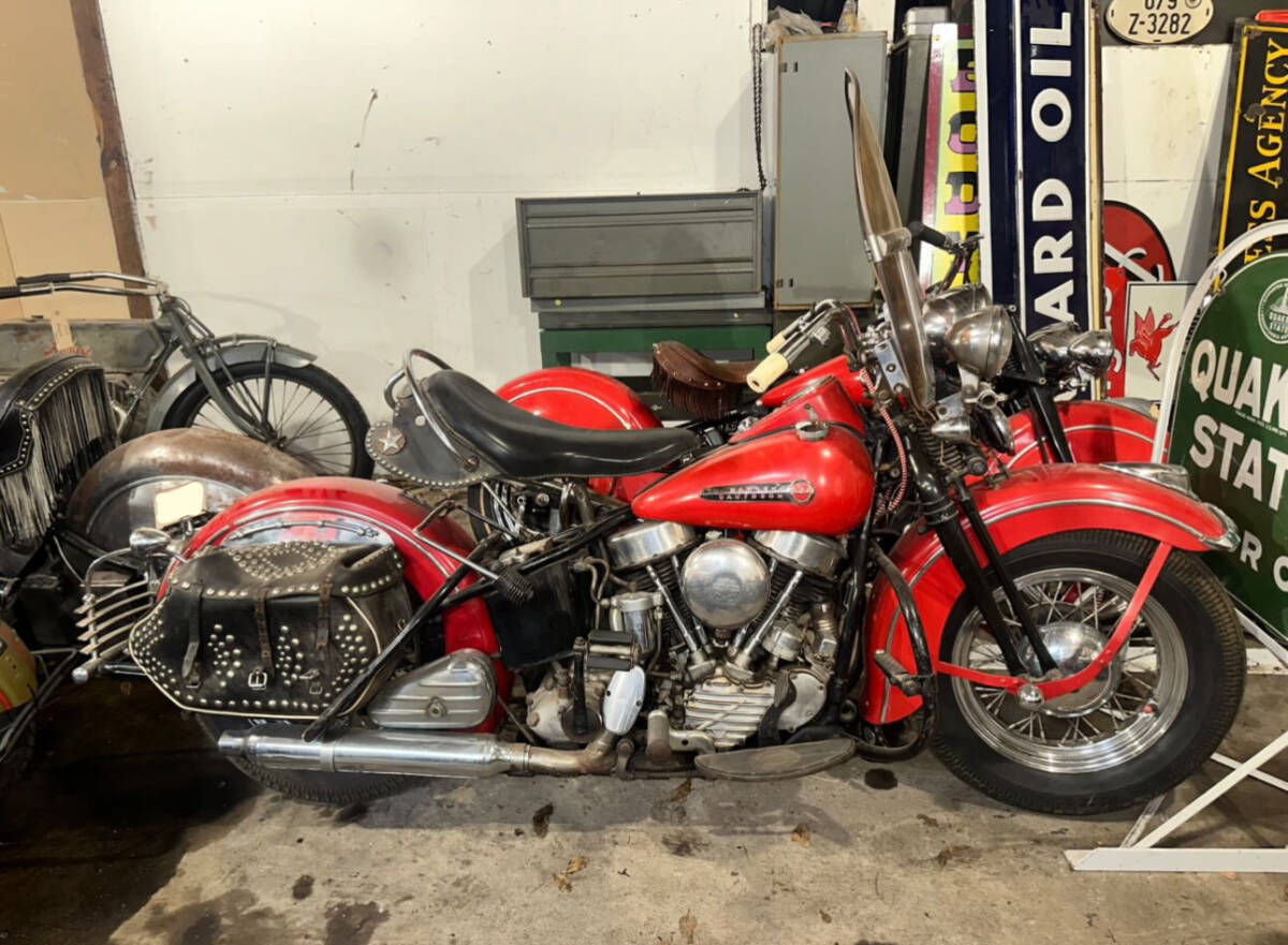 幻の純正オリジナルペイント’49パンヘッドwithスプリンガー!純正同色サイドカー付き価格!拍卖