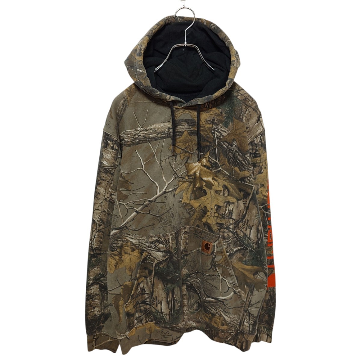 【Carhartt】リアルツリーカモ 袖ロゴ プルオーバーパーカー A-3952拍卖