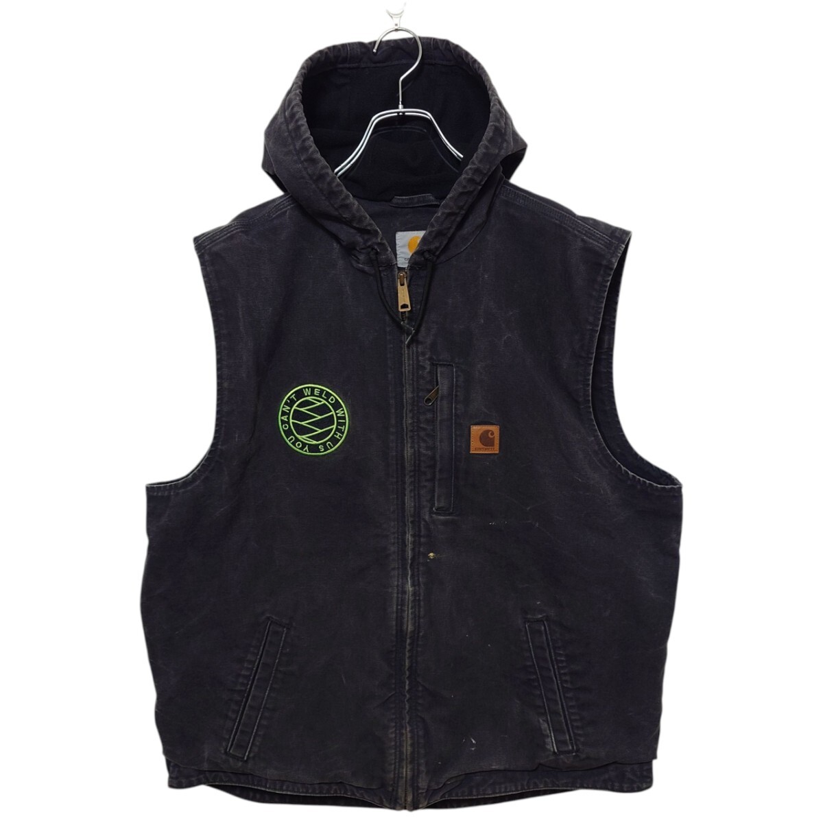 Carhartt 企業ロゴ刺繍 ダックフーディ ベスト ブラック A-3982拍卖